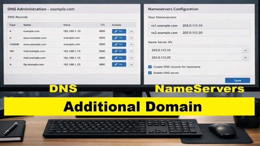 directadmin additional domain dns nameservers