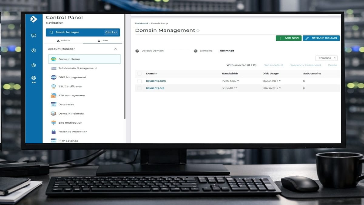 directadmin vps account domain setup foundation