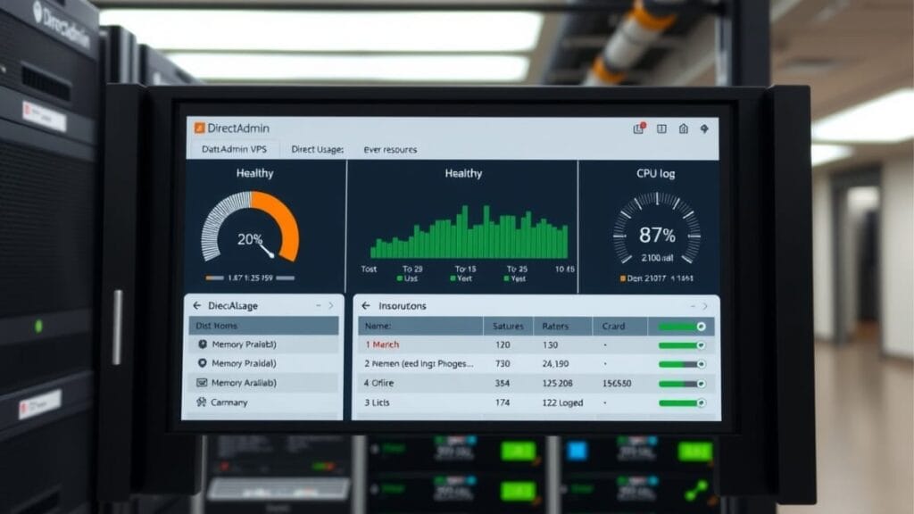 disk memory and load health check on a directadmin vps
